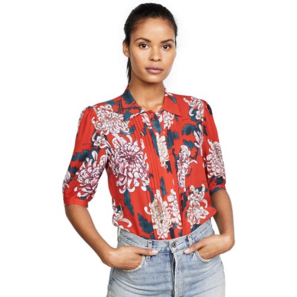 Fleur du mal georgette pintuck bodysuit